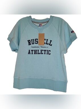 🆕  Russell Athletic crewneck sweatshirt features a light blue color. LARGE. NWT
